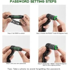 ROCKBROS Câble Antivol Casque Vélo Cadenas à Combinaison à 4 Chiffres Noir 1,5m 11 ROCKBROS Câble Antivol Casque Vélo Cadenas à Combinaison à 4 Chiffres Noir 1,5m -Vélos Séries Boutique cable antivol casque velo cadenas a combinaison a 4 chiffres noir 15m 2