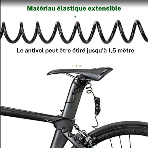 ROCKBROS Câble Antivol Casque Vélo Cadenas à Combinaison à 4 Chiffres Noir 1,5m 6 ROCKBROS Câble Antivol Casque Vélo Cadenas à Combinaison à 4 Chiffres Noir 1,5m – Image 4