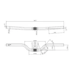 CINTRE 25.4MM - RISE 50MM - BACK SWEEP 4° - UP SWEEP 50° - 560MM ALUMINIUM NOIR