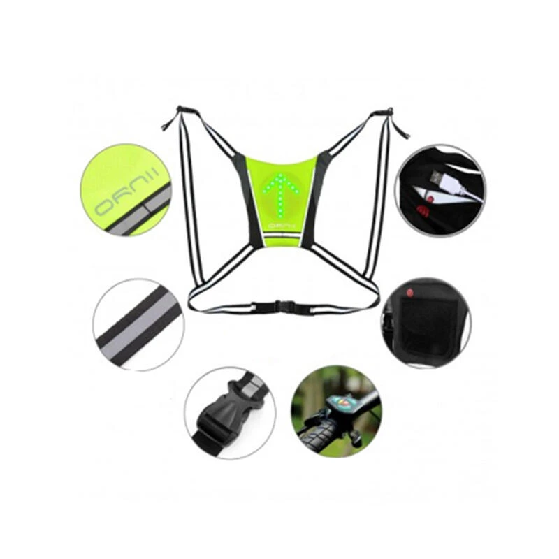 Gilet Clignotant Vélo Noir Jaune 5 Signaux 4 Gilet Clignotant Vélo Noir Jaune 5 Signaux – Image 2