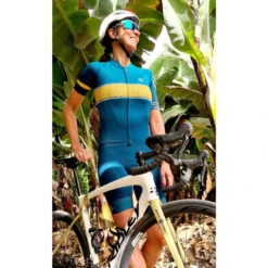 Maillot Cyclisme Femme Manches Courtes Vert Pétrole/jaune 8andCounting -Vélos Séries Boutique maillot cyclisme femme manches courtes vert petrolejaune 8andcounting 2