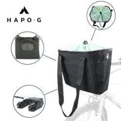 Panier Vélo Avant 12 L Noir/Vert - Compatible Vélo électrique, VTT, VTC - HAPO-G -Vélos Séries Boutique panier velo avant 12 l noirvert compatible velo electrique vtt vtc hapo g 5