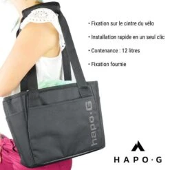 Panier Vélo Avant 12 L Noir/Vert - Compatible Vélo électrique, VTT, VTC - HAPO-G -Vélos Séries Boutique panier velo avant 12 l noirvert compatible velo electrique vtt vtc hapo g 6
