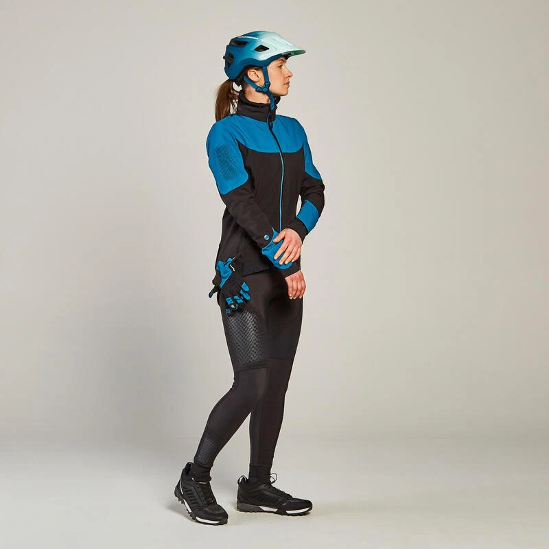 Rockrider VESTE HIVER VTT FEMME TURQUOISE NOIR 4 Rockrider VESTE HIVER VTT FEMME TURQUOISE NOIR – Image 2